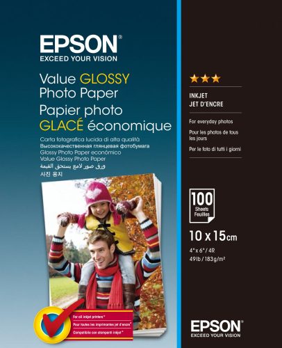 Epson 10x15 Gazdaságos Fényes Papír 100Lapos 183g