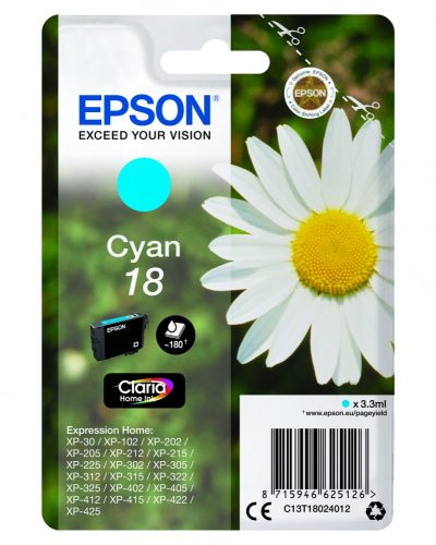Epson T1802 Patron Cyan 3,3ml (Eredeti)