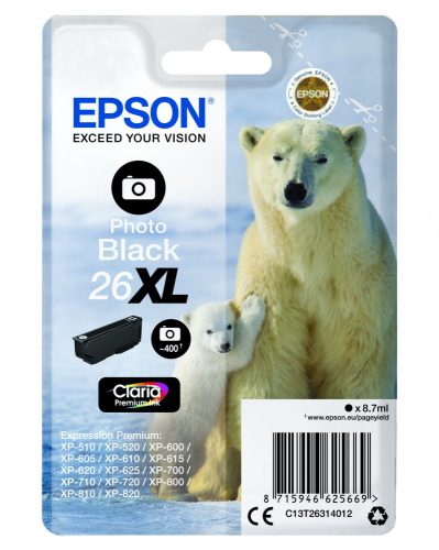 Epson T2631 Patron Photo Black 8,7ml 26XL (Eredeti)