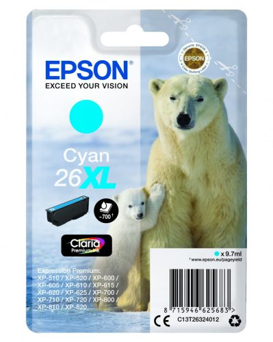Epson T2632 Patron Cyan 9,7ml 26XL (Eredeti)