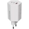 Hálózati töltő, 1xUSB-A, 2xUSB-C, 65W, CANYON "Hexagon 65", fehér