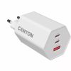 Hálózati töltő, 1xUSB-A, 2xUSB-C, 65W, CANYON "Hexagon 65", fehér
