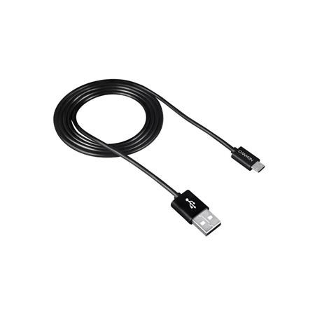 USB kábel, USB 2.0-microUSB, 1 m, CANYON "UM-1", fekete
