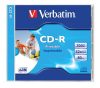 CD-R lemez, nyomtatható, matt, ID, AZO, 700MB, 52x, 1 db, normál tok, VERBATIM