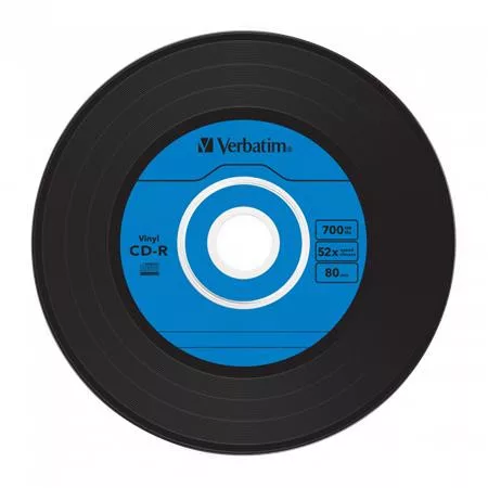 CD-R lemez, bakelit lemez-szerű felület, AZO, 700MB, 52x, 10 db, vékony tok, VERBATIM "Vinyl"