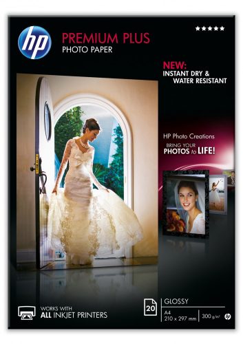 HP A/4 Prémium Plus Fényes Fotópapír 20lap 300g (CDH)
