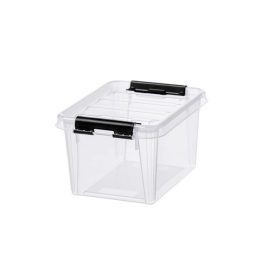   Műanyag tárolódoboz, 1,5 liter, fekete fogantyúkkal, SMARTSTORE "Classic 1,5", átlátszó