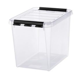   Műanyag tárolódoboz, 14 liter, fekete fogantyúkkal, SMARTSTORE "Classic 11", átlátszó