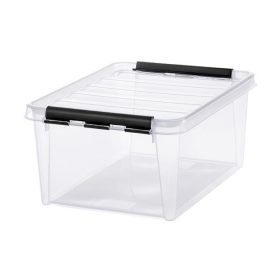   Műanyag tárolódoboz, 14 liter, fekete fogantyúkkal, SMARTSTORE "Classic 15", átlátszó