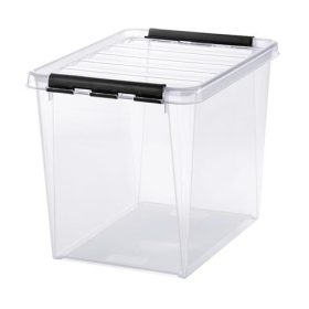   Műanyag tárolódoboz, 25 liter, fekete fogantyúkkal, SMARTSTORE "Classic 16", átlátszó