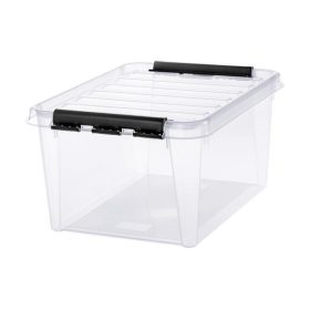   Műanyag tárolódoboz, 32 liter, fekete fogantyúkkal, SMARTSTORE "Classic 31", átlátszó