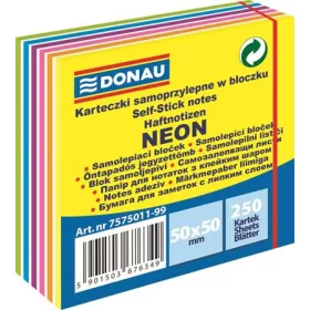   Öntapadó jegyzettömb, 50x50mm,250 lap, DONAU,  fehér és neon színek