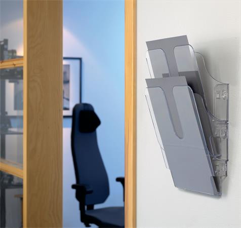 Prospektustartó, fali, álló, A4, DURABLE "FLEXIPLUS 2", átlátszó