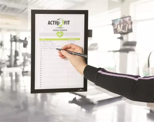 Mágneses tasak, A4, öntapadó, jegyzetelhető, DURABLE DURAFRAME® "NOTE", fekete