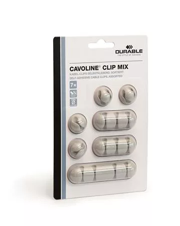 Kábelrendező tappancs, öntapadó, DURABLE "CAVOLINE® Clip mix", szürke