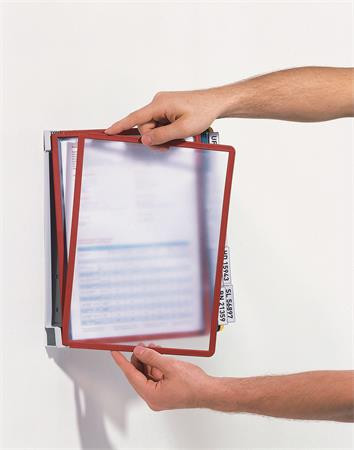 Bemutatótábla tartó, fali, 10 db bemutatótáblával, DURABLE "VARIO® WALL 10", vegyes szín