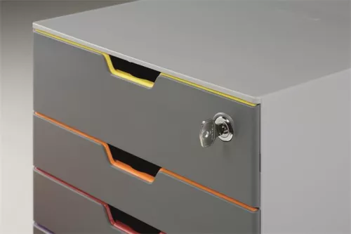 Irattároló, műanyag, 4 fiókos, 1 zárható fiókkal, DURABLE "VARICOLOR® SAFE"