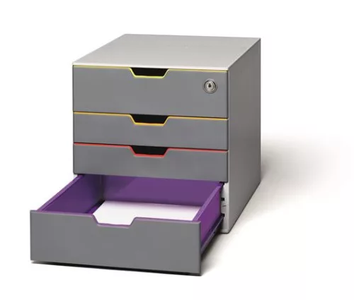 Irattároló, műanyag, 4 fiókos, 1 zárható fiókkal, DURABLE "VARICOLOR® SAFE"