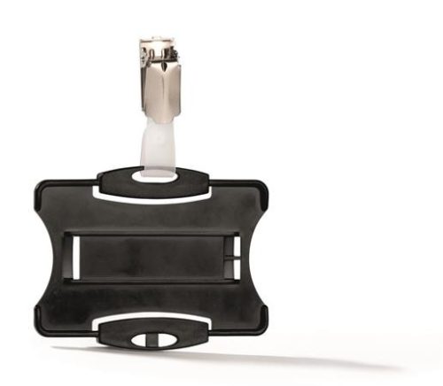 Azonosítókártya-tartó, 54x85 mm, csiptetővel, DURABLE, fekete