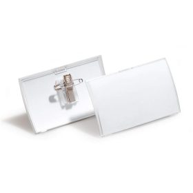   Névkitűző, csíptetővel és tűvel, PP, 40x75 mm, DURABLE "Click Fold"