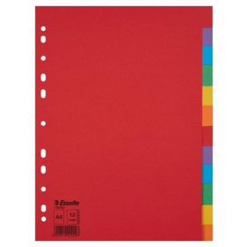   Regiszter, karton, A4, 12 részes, ESSELTE "Economy", színes
