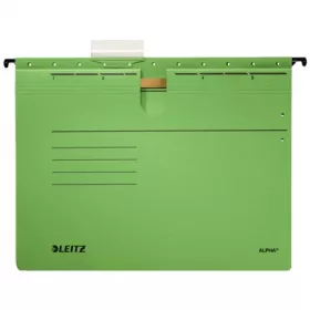   Függőmappa, gyorsfűzős, karton, A4, LEITZ "Alpha", zöld