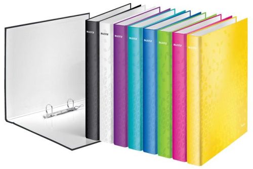 Gyűrűs könyv, 2 gyűrű, D alakú, 40 mm, A4 Maxi, karton, LEITZ "Wow", jégkék