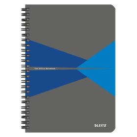   Spirálfüzet, A5, kockás, 90 lap, laminált karton borító, LEITZ "Office", szürke-kék