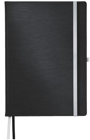 Jegyzetfüzet, A4, vonalas,  80 lap, keményfedeles, LEITZ "Style", szaténfekete