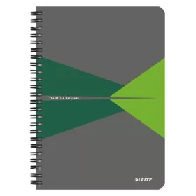   Spirálfüzet, A5, vonalas, 90 lap, PP borító, LEITZ "Office", szürke-zöld