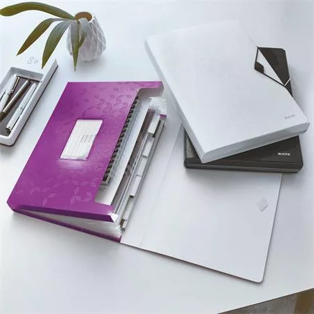 Harmonikamappa, A4, PP, 6 rekeszes, LEITZ "Wow", lila