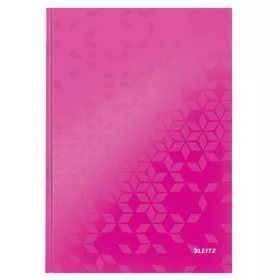   Beíró, A4, vonalas, 80 lap, keményfedeles, LEITZ "Wow", rózsaszín