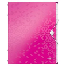   Előrendező, A4, 12 részes, műanyag, LEITZ "Wow", rózsaszín