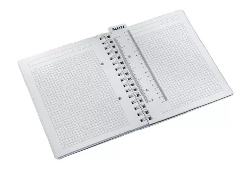 Spirálfüzet, A5, kockás, 80 lap, LEITZ "Wow", fehér