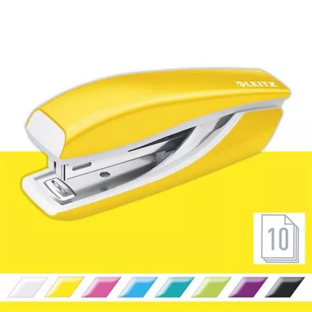 Tűzőgép, mini, No. 10, 10 lap, fém, LEITZ  Nexxt Wow", sárga
