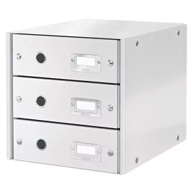   Irattároló, laminált karton, 3 fiókos, LEITZ "Click&Store", fehér