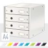 Irattároló, laminált karton,  4 fiókos, LEITZ "Click&Store", fehér