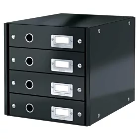   Irattároló, laminált karton, 4 fiókos, LEITZ "Click&Store", fekete