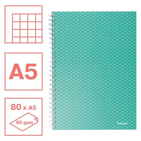 Spirálfüzet, A5, kockás, 80 lap, ESSELTE  "Colour'Breeze", zöld