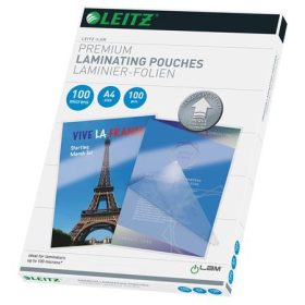   Meleglamináló fólia, 100 mikron, A4, fényes, UDT technológiával, LEITZ "iLam"