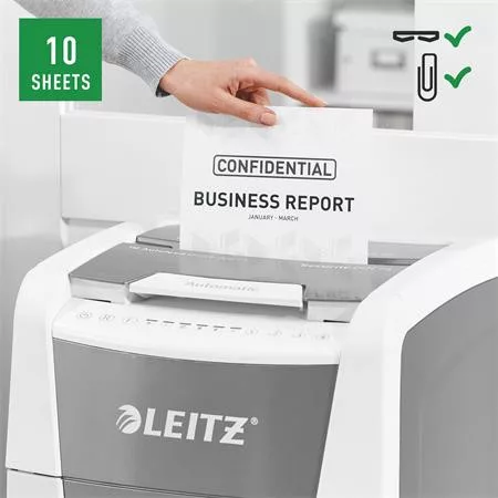 Iratmegsemmisítő, konfetti, 300 lap, LEITZ "IQ AutoFeed Office 300 P4 Pro"