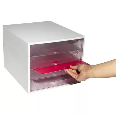 Irattároló, műanyag, 4 fiókos, EXACOMPTA "Ecobox Office", szürke-áttetsző