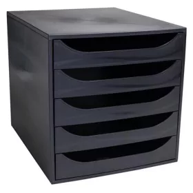   Irattároló, műanyag, 5 fiókos, EXACOMPTA "Ecobox ExoBlack", fekete