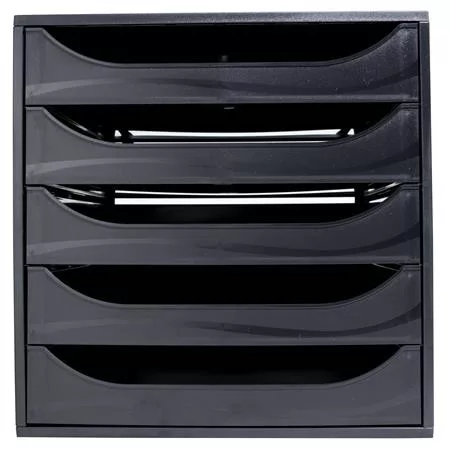 Irattároló, műanyag, 5 fiókos, EXACOMPTA "Ecobox ExoBlack", fekete