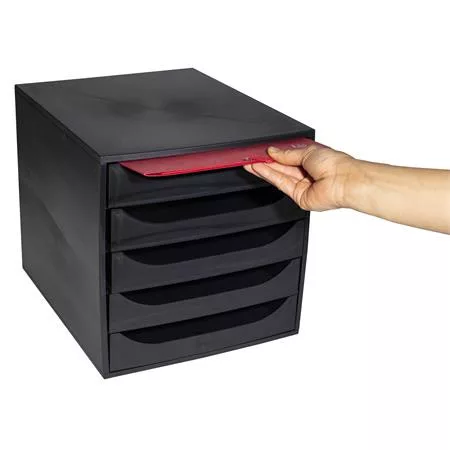 Irattároló, műanyag, 5 fiókos, EXACOMPTA "Ecobox ExoBlack", fekete