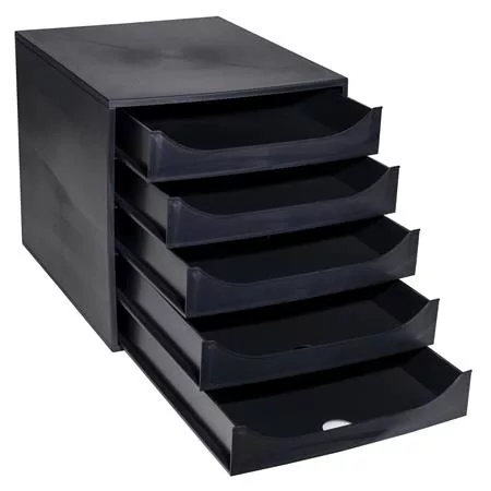 Irattároló, műanyag, 5 fiókos, EXACOMPTA "Ecobox ExoBlack", fekete
