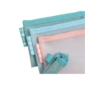  Rendszerező tasak, cipzáras, hálós, A6, EXACOMPTA "Chromaline Pastel", vegyes színek