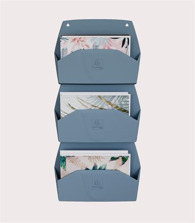 Fali rendszerező, 1 rekeszes, fekvő, 38,2x28,9x7,2 cm, EXACOMPTA "Autentik", kékesszürke