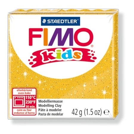 Gyurma, 42 g, égethető, FIMO "Kids", glitteres arany