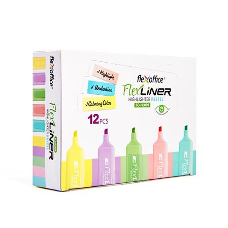 Szövegkiemelő készlet, 1-5 mm, FLEXOFFICE "Flexliner", vegyes pasztell színek